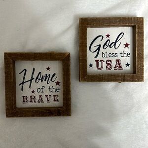 American‎ Home of the Brave & God Bless America USA Wood Signs